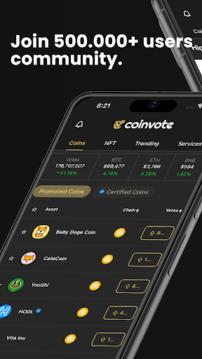 Android application Coinvote: Find Early Cryptos screenshort
