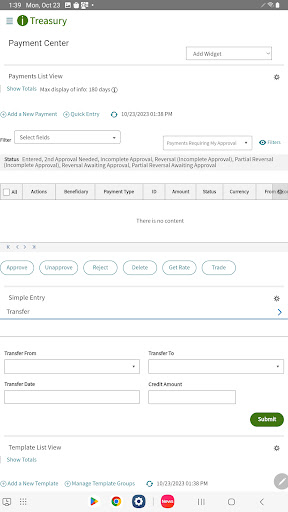 Screenshot of Regions iTreasury Mobile