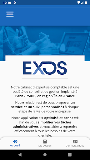 Android application EXOS - Comptable à Paris screenshort