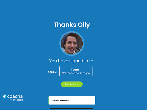 Android application Coacha Front Desk screenshort