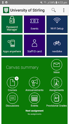 Android application University of Stirling screenshort