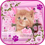 Cover Image of डाउनलोड Pink Flower Kitty Keyboard Bac  APK