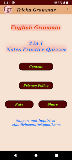 Android application Tricky English Grammar screenshort