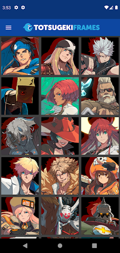 Android application TotsugekiFrames GGS Frame Data screenshort
