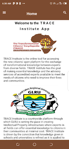 Trace Institute App Screen 2