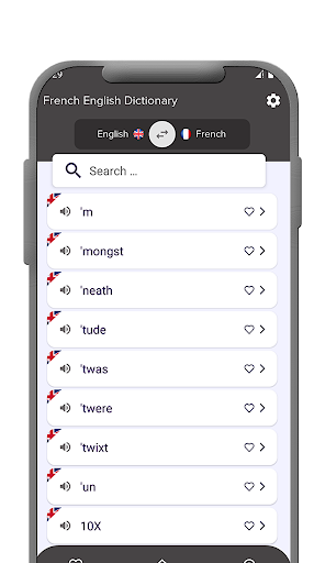 Android application French - English dictionary screenshort