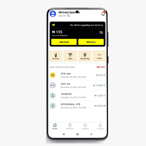 Zonic Bills: VTU and Payment Screen 3