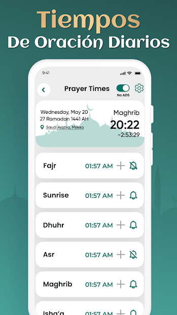 Captura 5 Horas del rezo, Athan, Corán, Quibla, Dhikr, Duas android