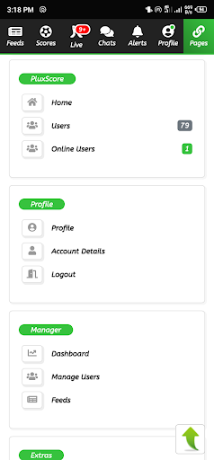 Android application Pluxscore screenshort