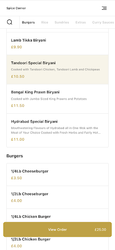 Spice Corner Screen 3