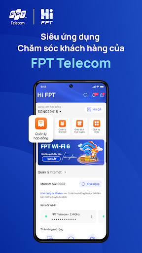 Android application Hi FPT - Internet, Hỗ trợ 24/7 screenshort