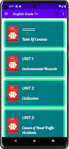 Android application English Grade 11 Textbook screenshort