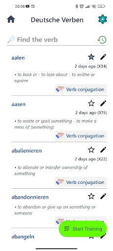 Android application 15 000 German Verbs - Exercise screenshort