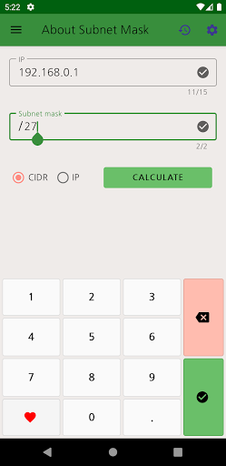 Android application About Subnet mask screenshort
