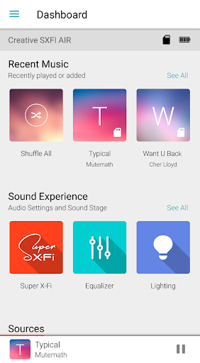 Android application SXFI AIR Control screenshort