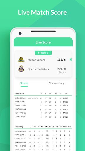 PSL Live Cricket scores and ball