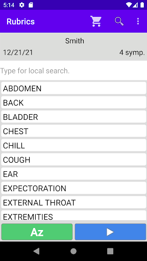 Android application Homeopathic Repertory screenshort