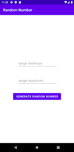 Android application Random Number screenshort