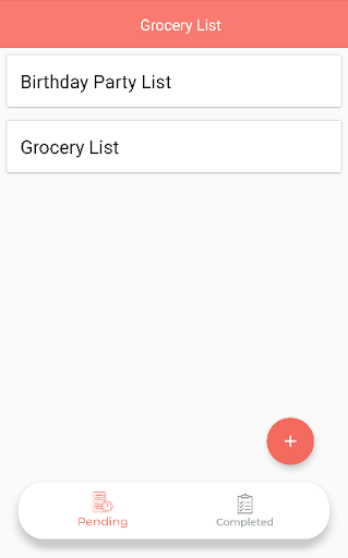 Android application inGrocery-List screenshort