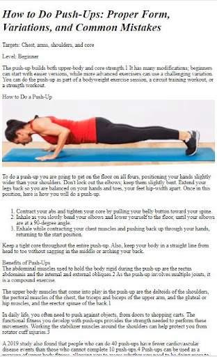 Android application How to Do Push Ups Exercises screenshort