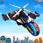 Cover Image of डाउनलोड फ्लाइंग पुलिस हेलीकॉप्टर बाइक ट्रांसफॉर्म रोबोट गेम 2.0 APK