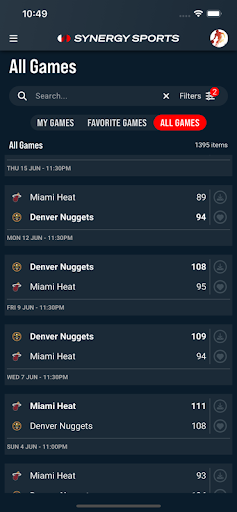 Android application Synergy Sports Mobile screenshort