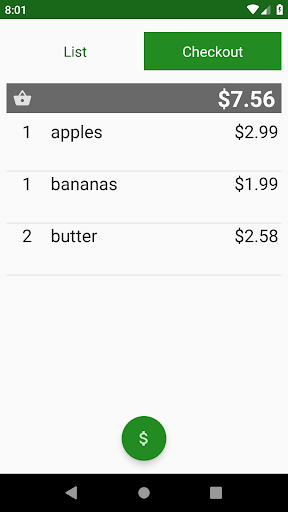 Shopping list Screen 3