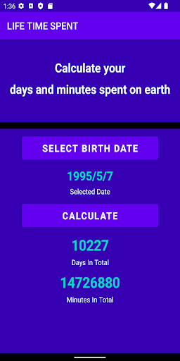 Android application LIFE TIME SPENT screenshort