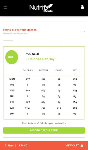 Nutrify Meals Screen 3