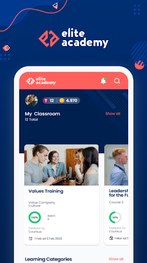Android application Elite Academy Learning screenshort
