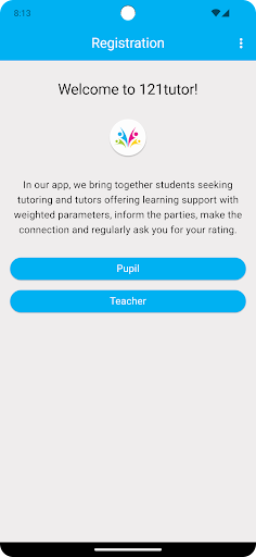 Android application 121Tutor screenshort