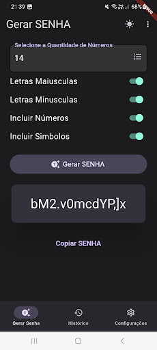 Gerador e Histórico de Senhas Screen 3