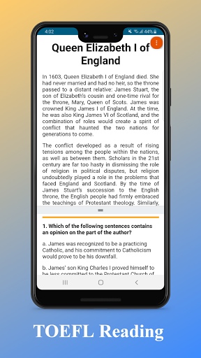 TOEFL Practice Test Screen 3