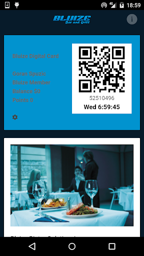 Bluize Bar and Grill Loyalty Screen 2