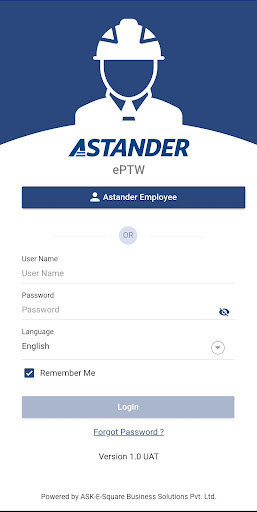 Android application ASTANDER ePTW screenshort