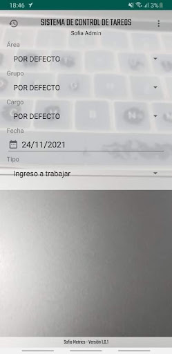 Android application Sistema de Control de Tareos screenshort