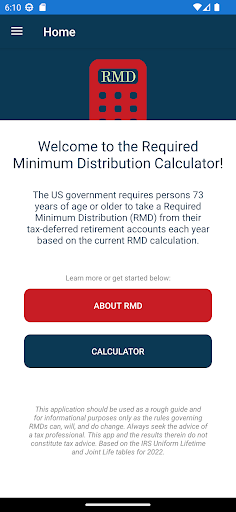 Android application RMD Calculator screenshort