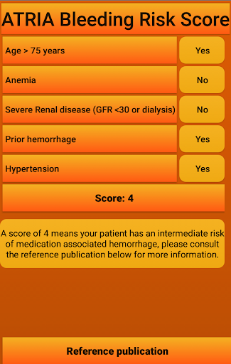 ATRIA Bleeding Risk Score Screen 2