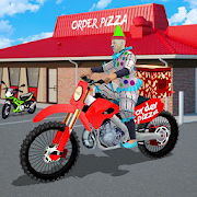 Scary Clown Boy Pizza Bike Delivery