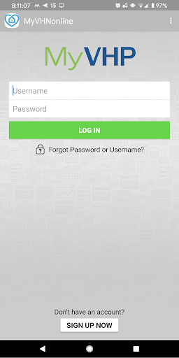 MyVHPonline Screen 2