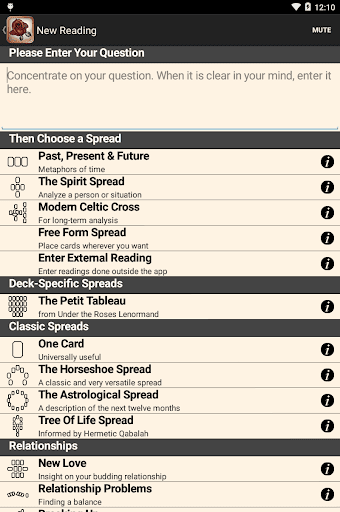 Screenshot of Under the Roses Lenormand