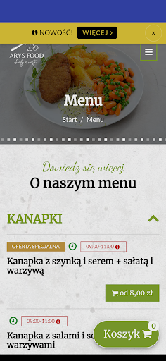Android application Arys Food screenshort