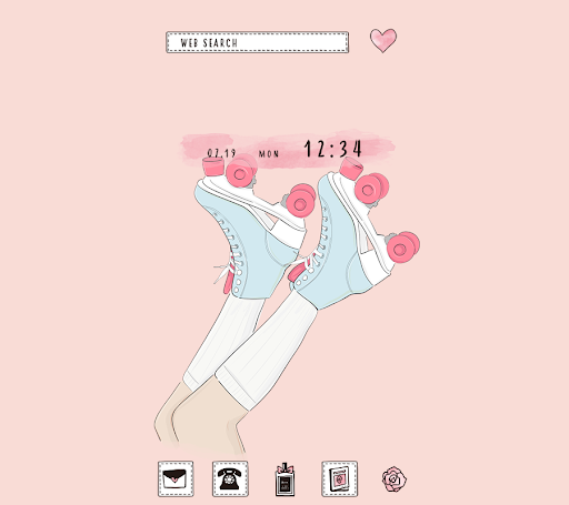 Android application Pink Roller-skates Theme screenshort