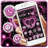 Pink Black Diamond Glitter Heart Theme icon