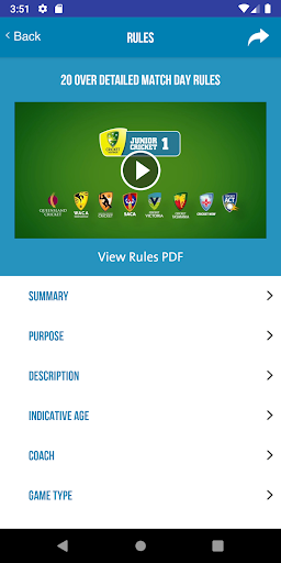 CA Junior Cricket Screen 3