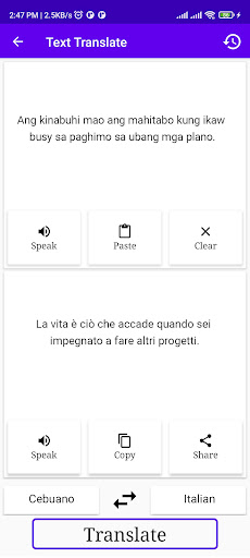 Cebuano To Italian Translator Screen 2
