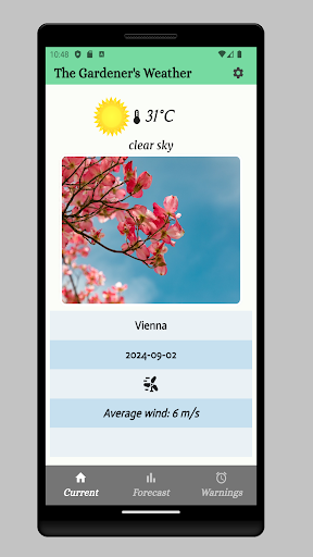 Android application Gardener's Weather Warning screenshort