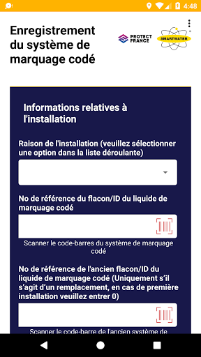 SmartWater Enregistrement PMC Screen 3