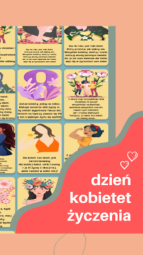 Android application dzień kobietet życzenia 2024 screenshort