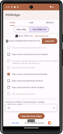 RSSWidget Screen 2